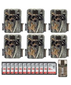 Browning Dark Ops Extreme Trail Camera Bundle 16MP HD Video Camouflage 6-Pack with 16GB SD Cards