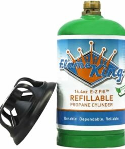 Flame King Refillable 1LB Propane Cylinder Tank, DOT Certified, High-Grade Steel, Green, 16.4 oz