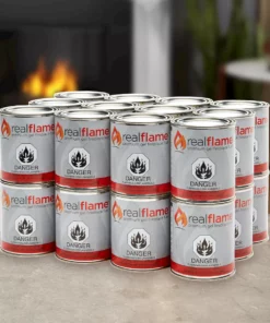 Real Flame Premium Gel Fuel Cans 13oz 24-Pack - Clean Burning for Indoor & Outdoor Use