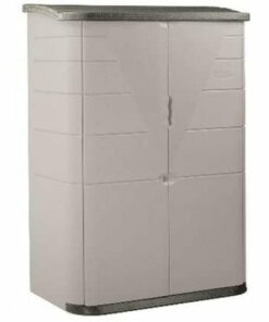 Rubbermaid Outdoor Resin Storage Shed, 52 Cu Ft, Weather Resistant, Vertical Design, Olive/Sandstone