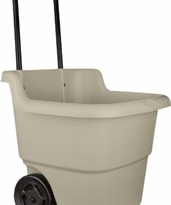 Suncast 15.5 Gallon Resin Multi-Purpose Utility Cart with Wheels, Brown Taupe