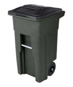 Toter 32 Gallon Greenstone Trash Can with Quiet Wheels & Attached Lid - Durable Indoor/Outdoor Waste & Recycling Container
