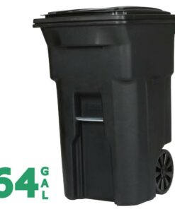 Toter 64 Gallon Black Outdoor Trash Can with Wheels & Lid - Durable, Seamless, Recyclable Design